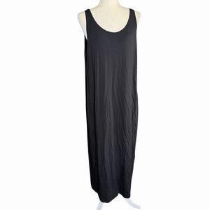 Eileen Fisher Maxi Dress Sleeveless Black Stretch Minimalism XL Vamp Gothic NWT